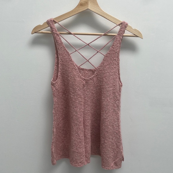 American Eagle Outfitters Women's Pink Loose Knit Sweater Sleeveless Tank Top - Picture 2 of 3